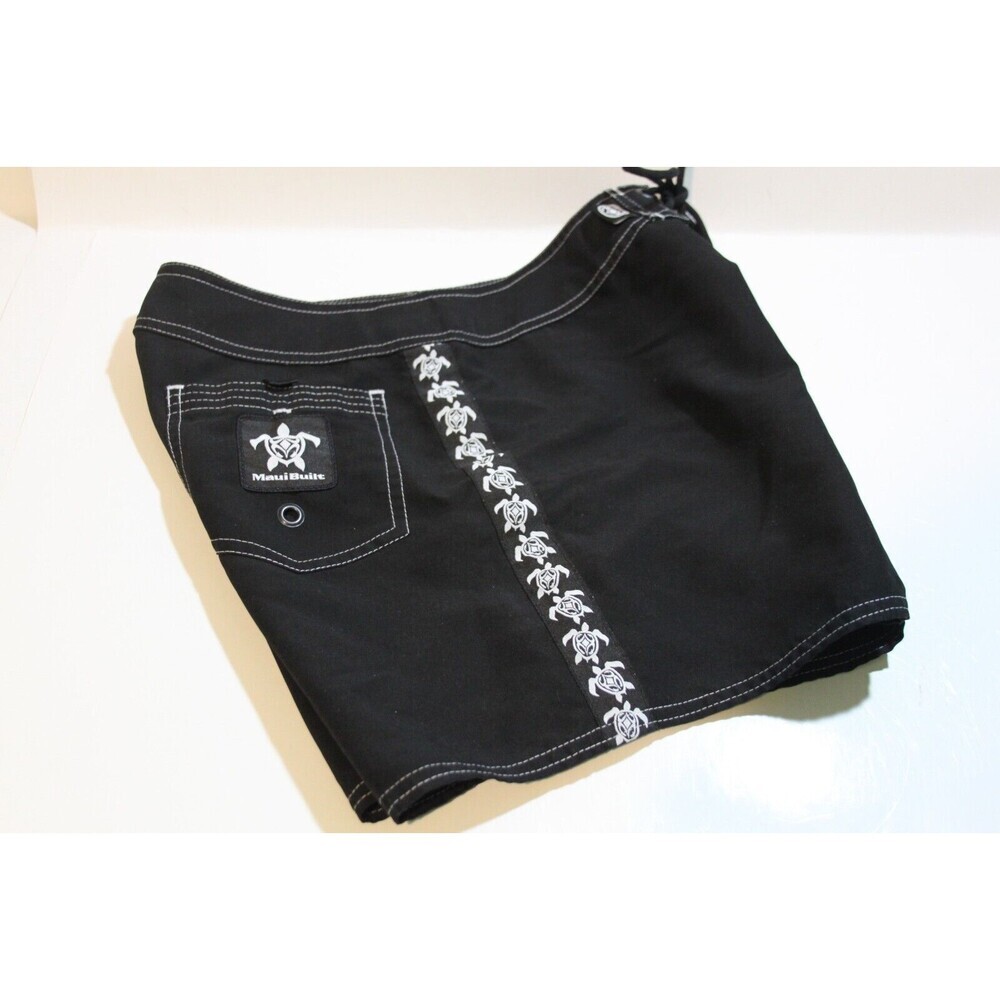 Maui Built Womens Board Swim Shorts Graphics Sea Turtles Black Beach Casual Sz 1